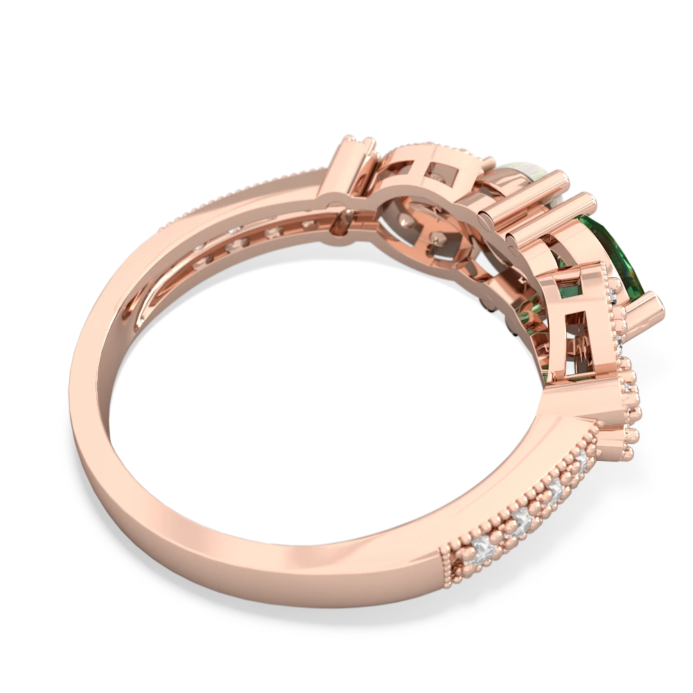 Lab Emerald Diamond Butterflies 14K Rose Gold ring R5601