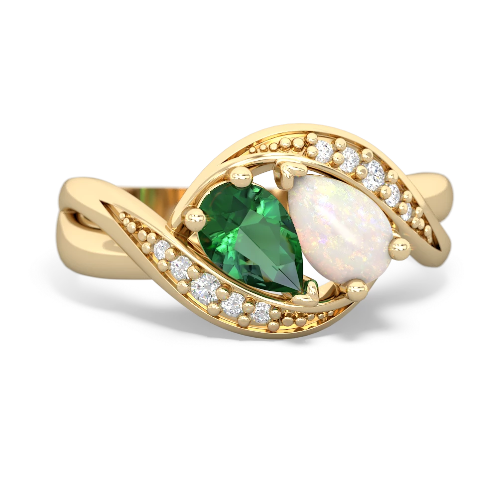 Lab Emerald Summer Winds 14K Yellow Gold ring R5342