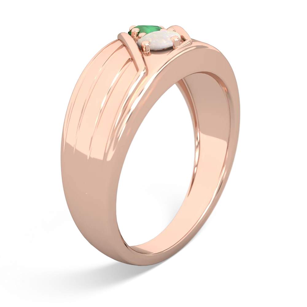 Lab Emerald Men's Streamline 14K Rose Gold ring R0460