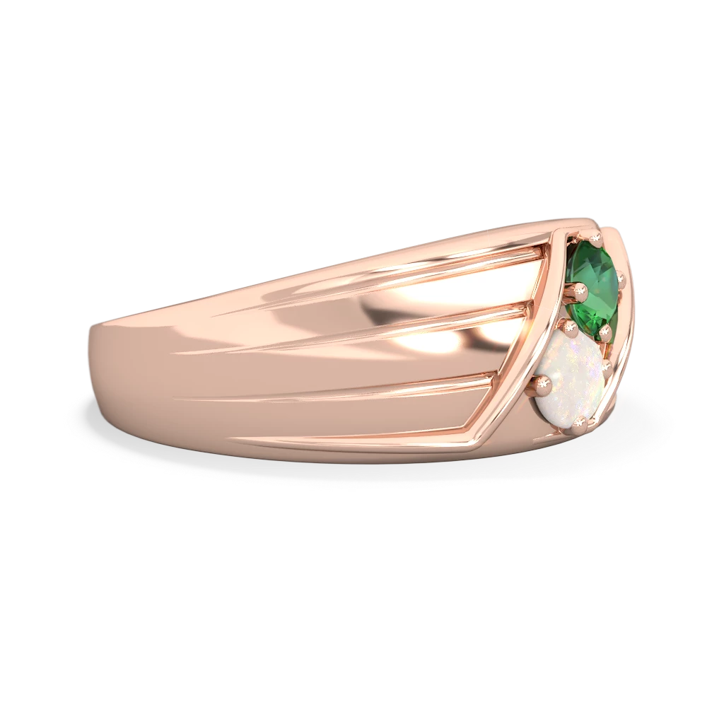 Lab Emerald Men's Streamline 14K Rose Gold ring R0460