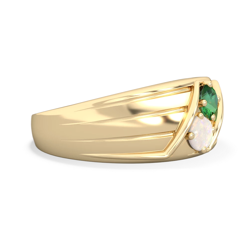 Lab Emerald Men's Streamline 14K Yellow Gold ring R0460