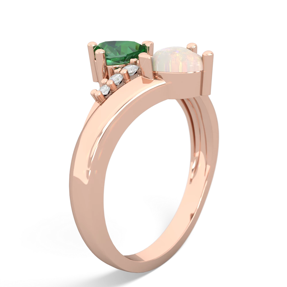 Lab Emerald Heart To Heart 14K Rose Gold ring R2064