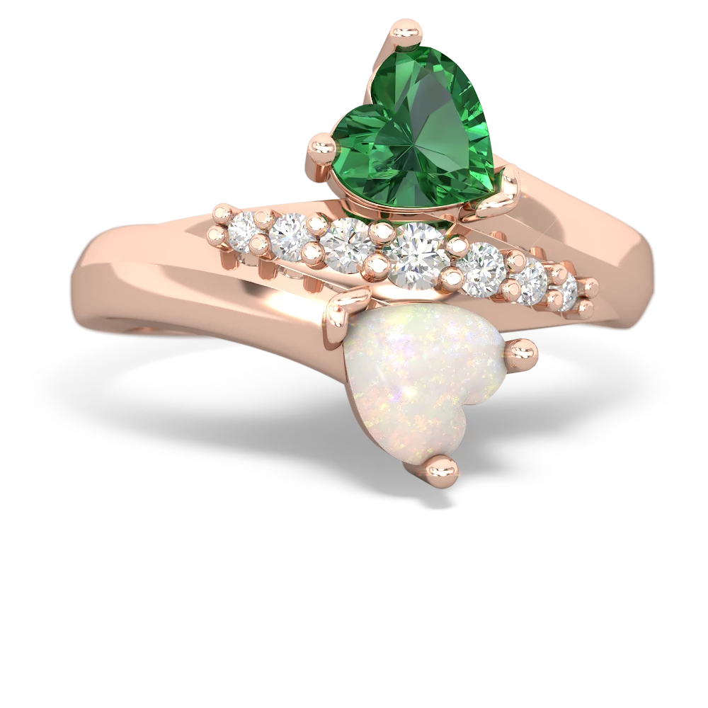 Lab Emerald Heart To Heart 14K Rose Gold ring R2064