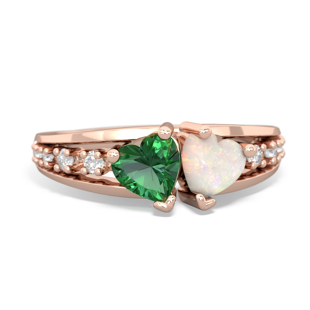 Lab Emerald Heart To Heart 14K Rose Gold ring R3342