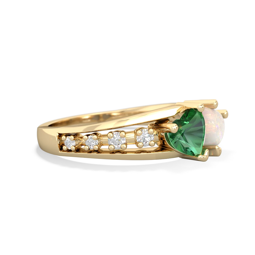 Lab Emerald Heart To Heart 14K Yellow Gold ring R3342