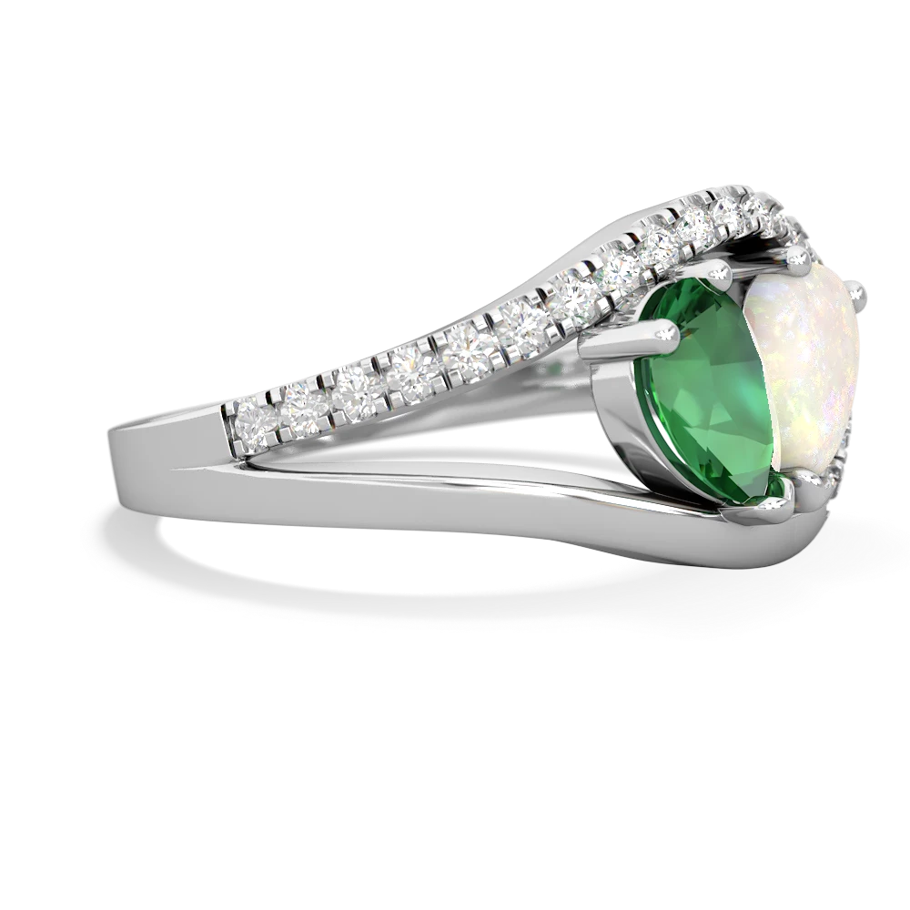 Lab Emerald Nestled Heart Keepsake 14K White Gold ring R5650