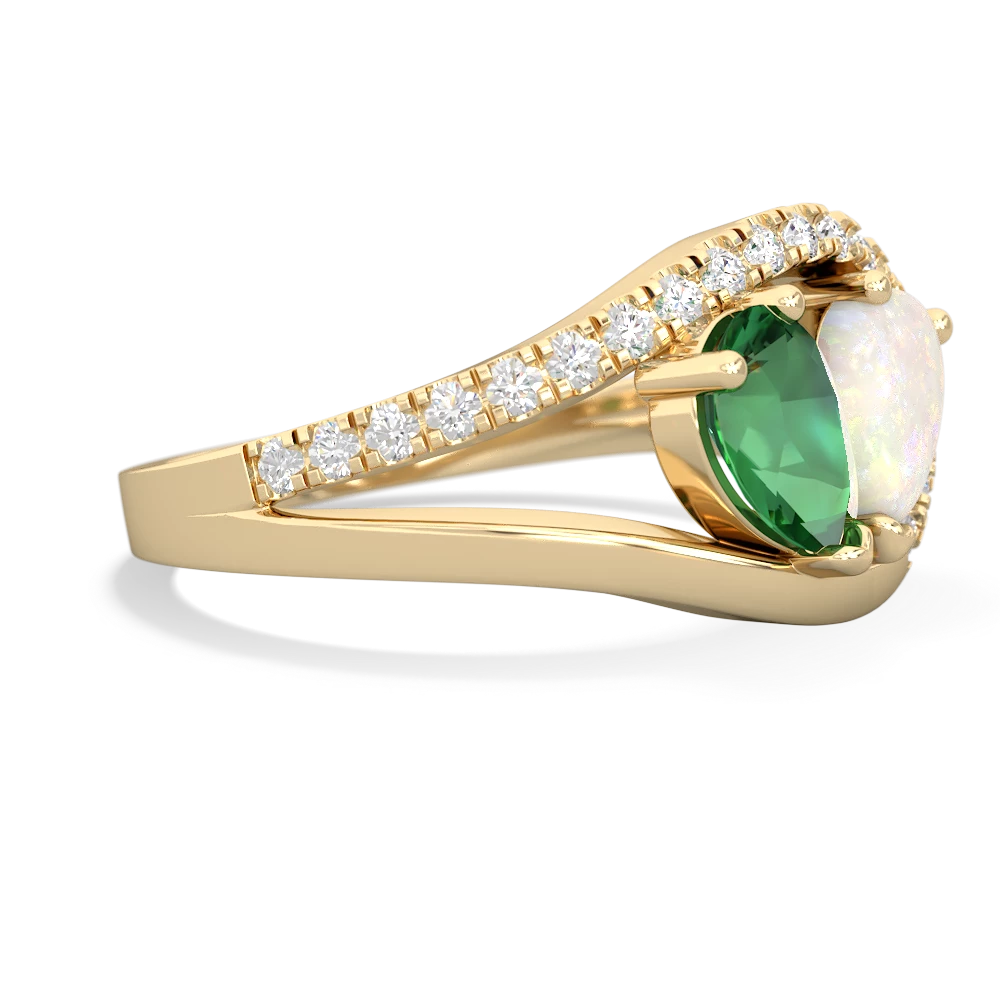 Lab Emerald Nestled Heart Keepsake 14K Yellow Gold ring R5650