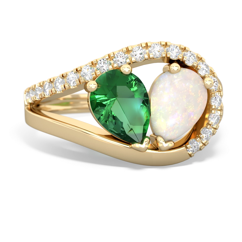 Lab Emerald Nestled Heart Keepsake 14K Yellow Gold ring R5650