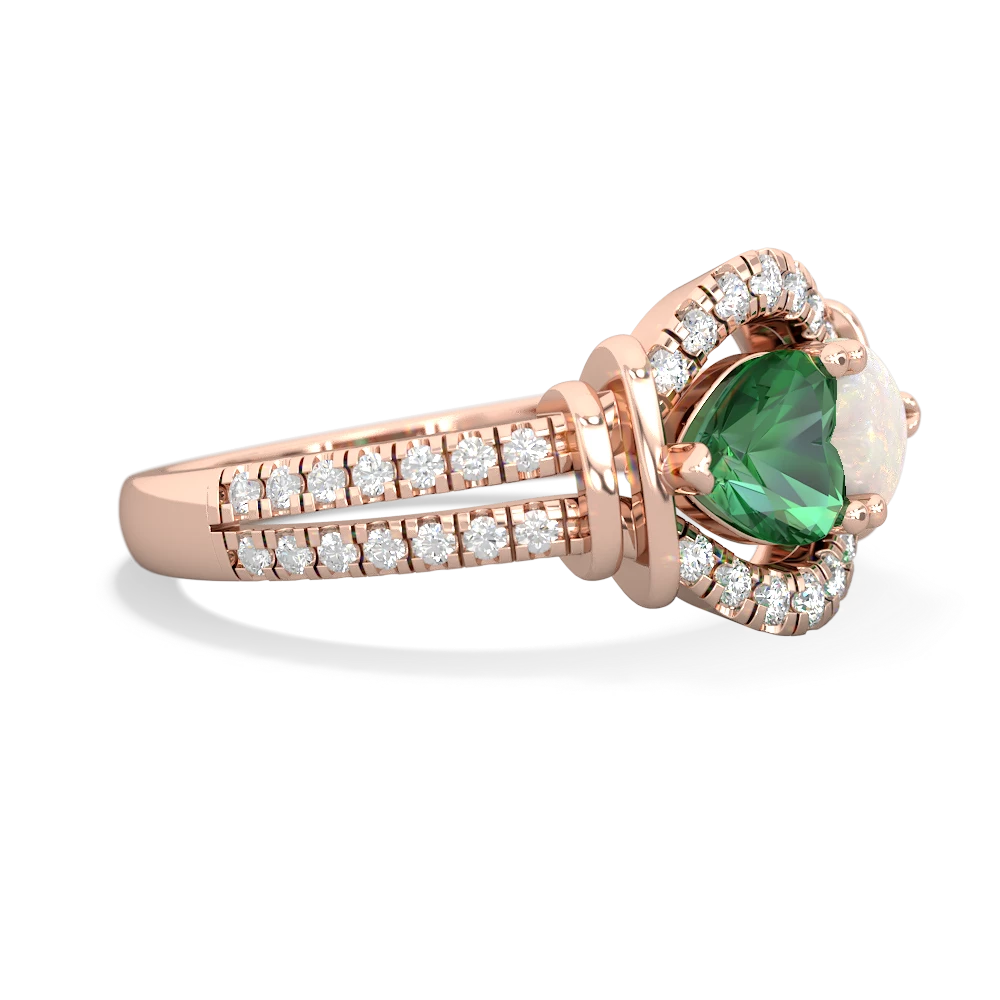 Lab Emerald Art-Deco Keepsake 14K Rose Gold ring R5630