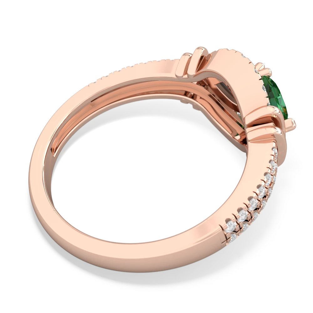 Lab Emerald Art-Deco Keepsake 14K Rose Gold ring R5630