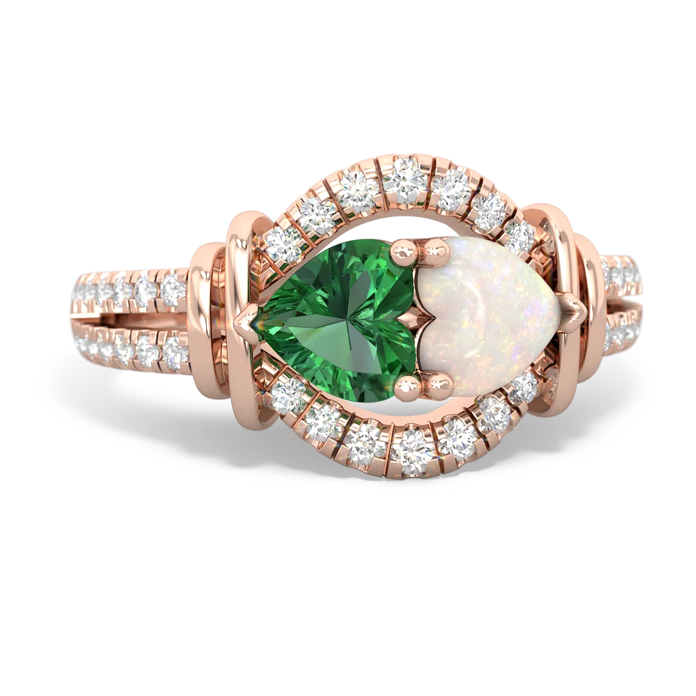 Lab Emerald Art-Deco Keepsake 14K Rose Gold ring R5630