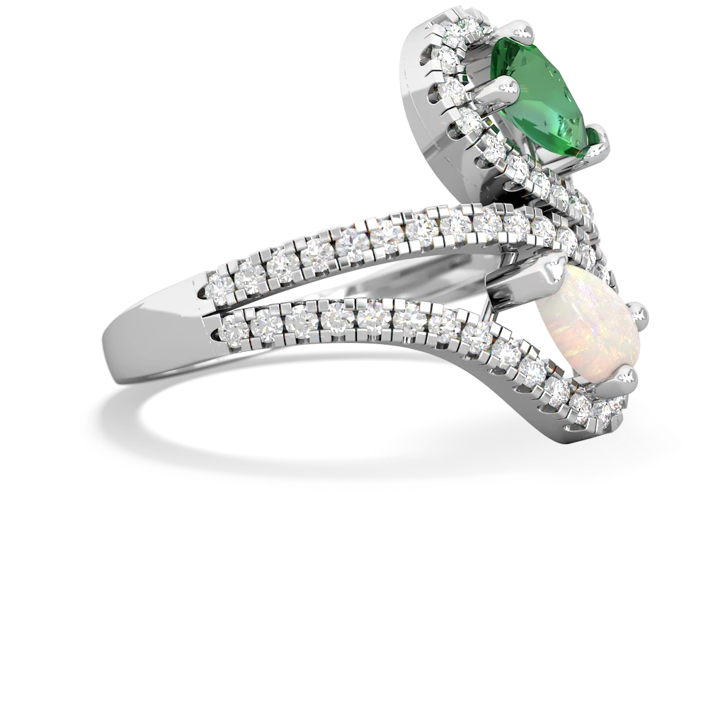 Lab Emerald Diamond Dazzler 14K White Gold ring R3000