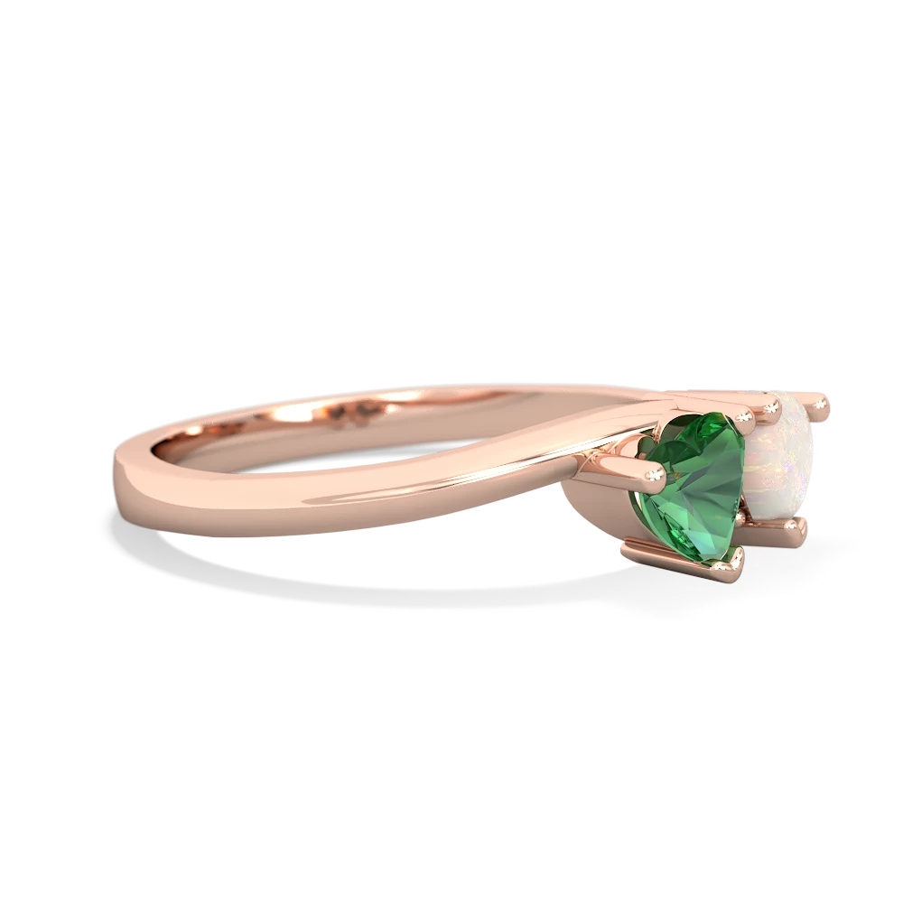 Lab Emerald Sweethearts 14K Rose Gold ring R5260