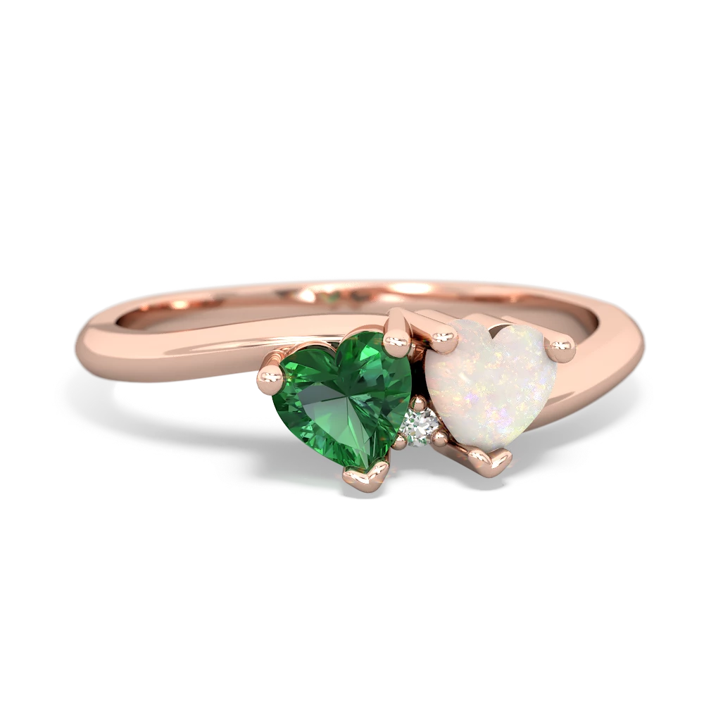 Lab Emerald Sweethearts 14K Rose Gold ring R5260