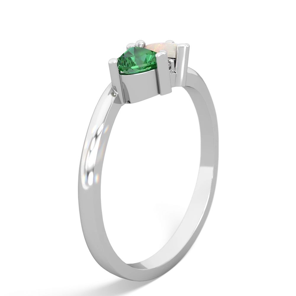 Lab Emerald Sweethearts 14K White Gold ring R5260