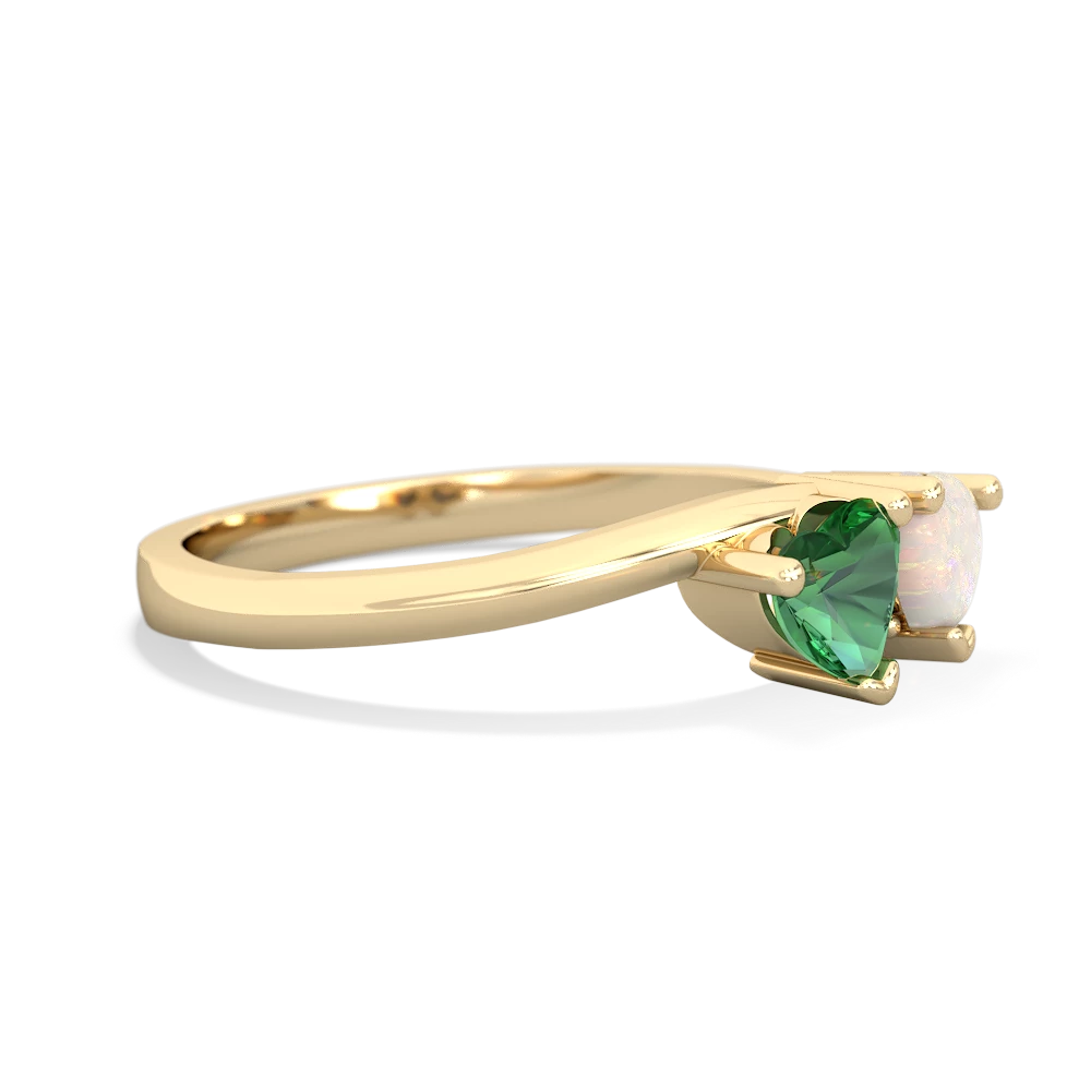 Lab Emerald Sweethearts 14K Yellow Gold ring R5260