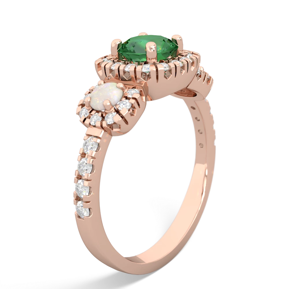 Lab Emerald Regal Halo 14K Rose Gold ring R5350