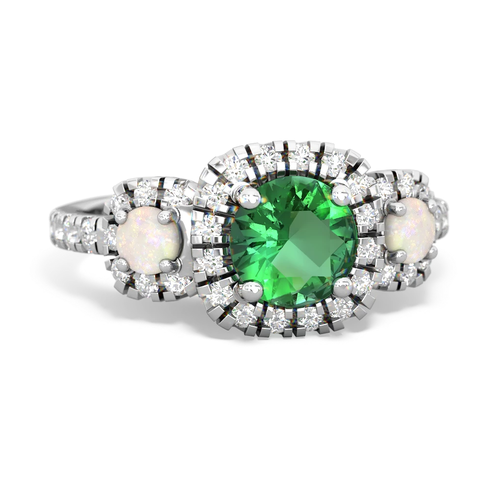 Lab Emerald Regal Halo 14K White Gold ring R5350