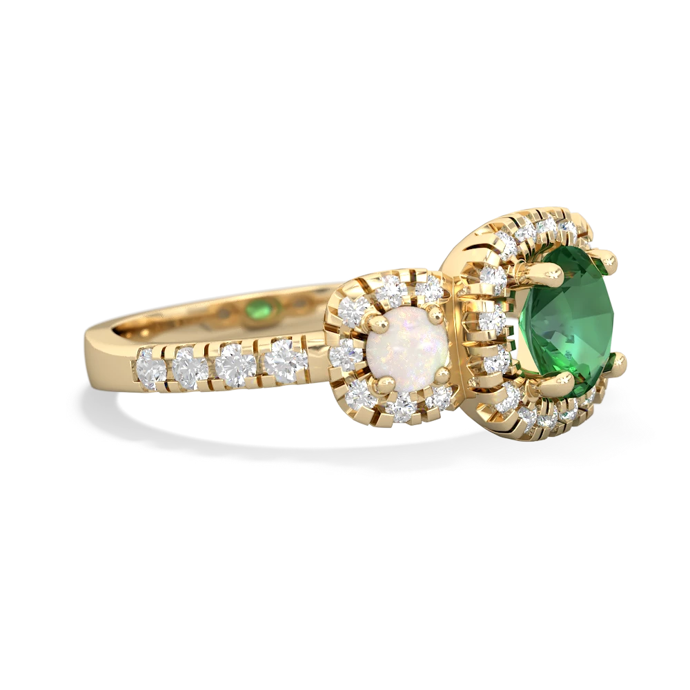 Lab Emerald Regal Halo 14K Yellow Gold ring R5350