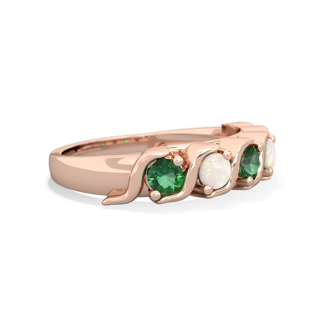 Lab Emerald Anniversary Band 14K Rose Gold ring R2089