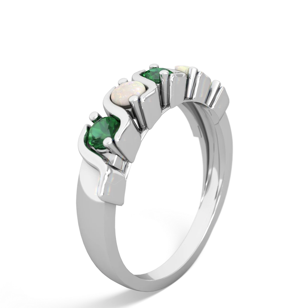 Lab Emerald Anniversary Band 14K White Gold ring R2089