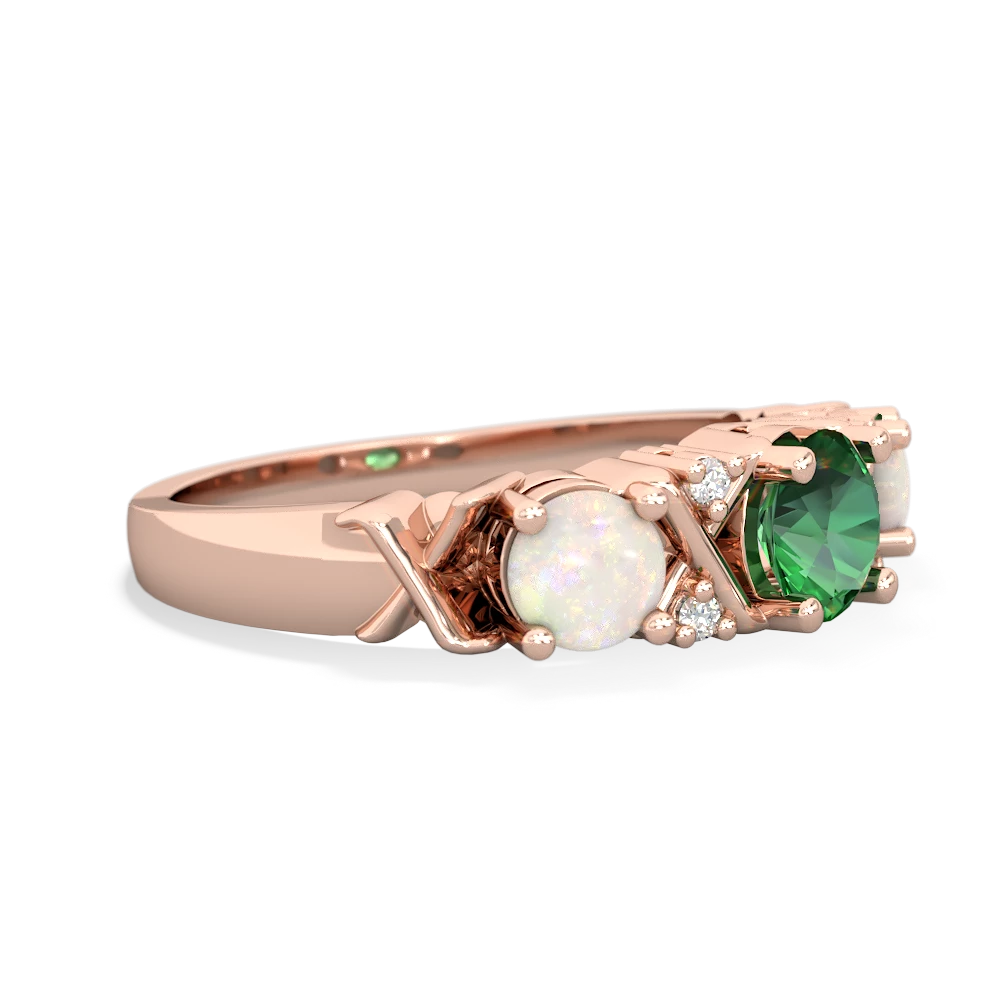 Lab Emerald Hugs And Kisses 14K Rose Gold ring R5016