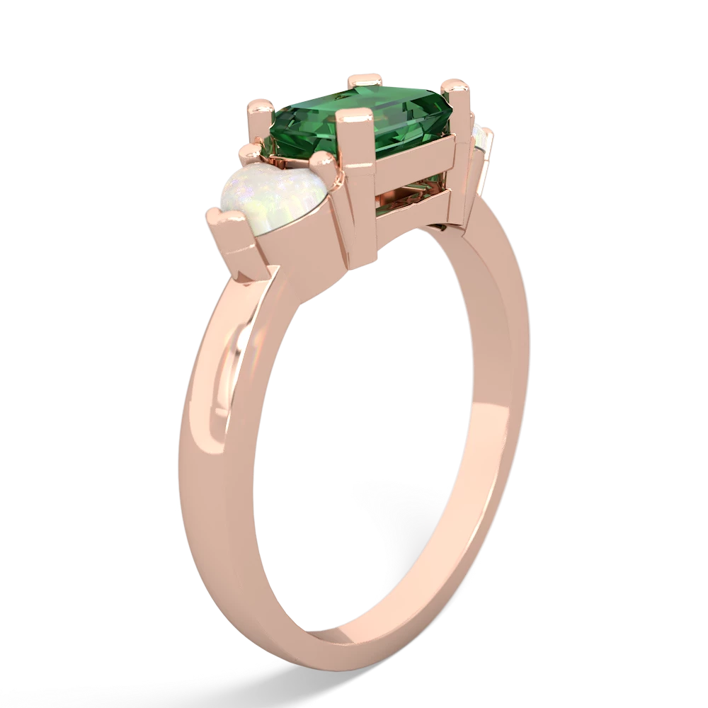 Lab Emerald Three Stone 14K Rose Gold ring R5235