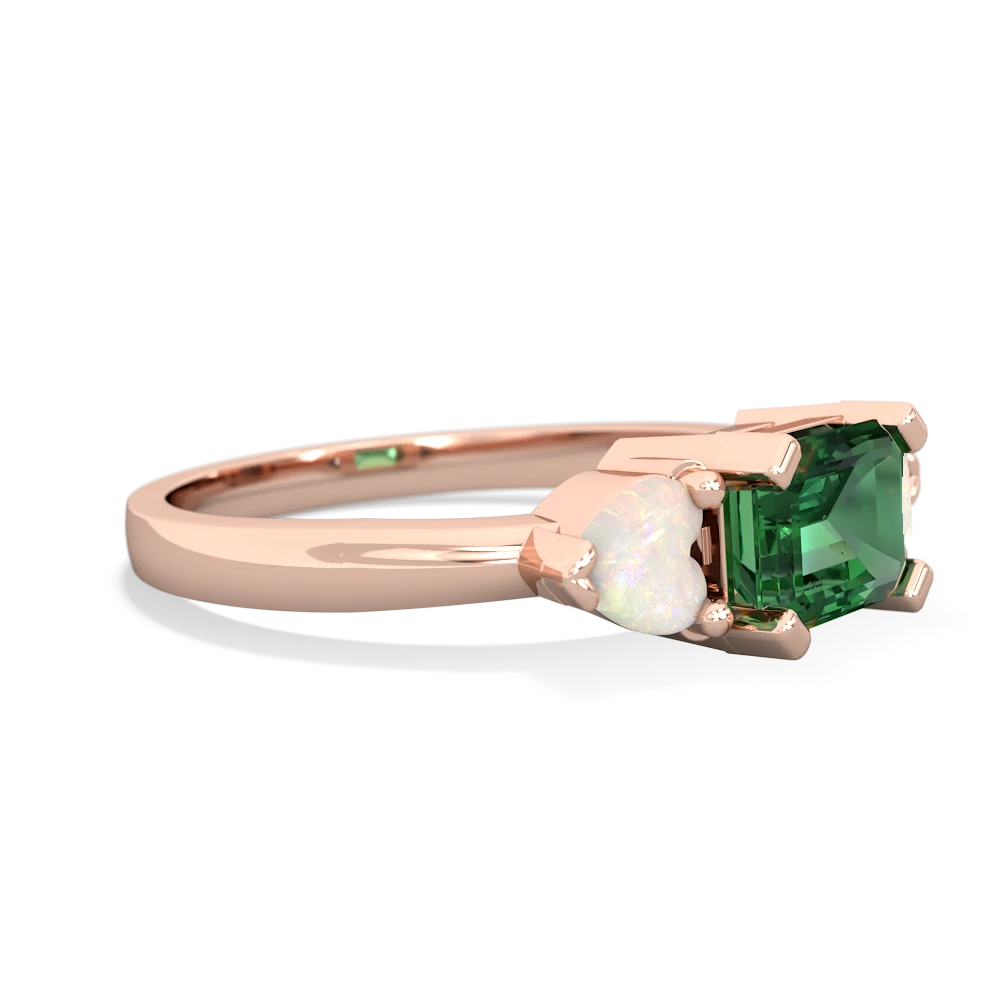 Lab Emerald Three Stone 14K Rose Gold ring R5235