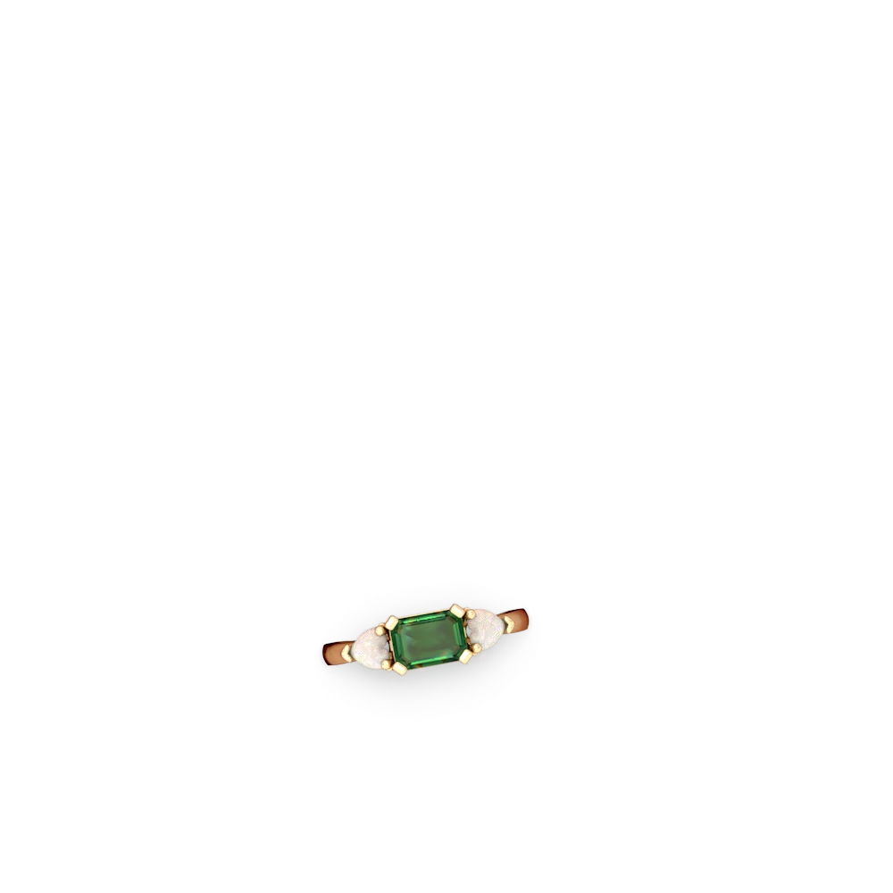 Lab Emerald Three Stone 14K Yellow Gold ring R5235