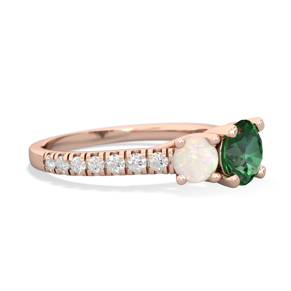 Lab Emerald Pave Trellis 14K Rose Gold ring R5500