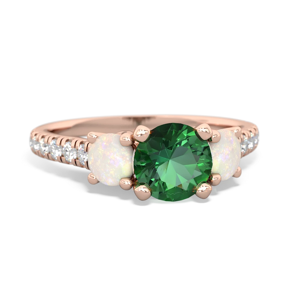 Lab Emerald Pave Trellis 14K Rose Gold ring R5500