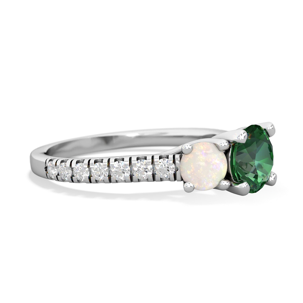 Lab Emerald Pave Trellis 14K White Gold ring R5500