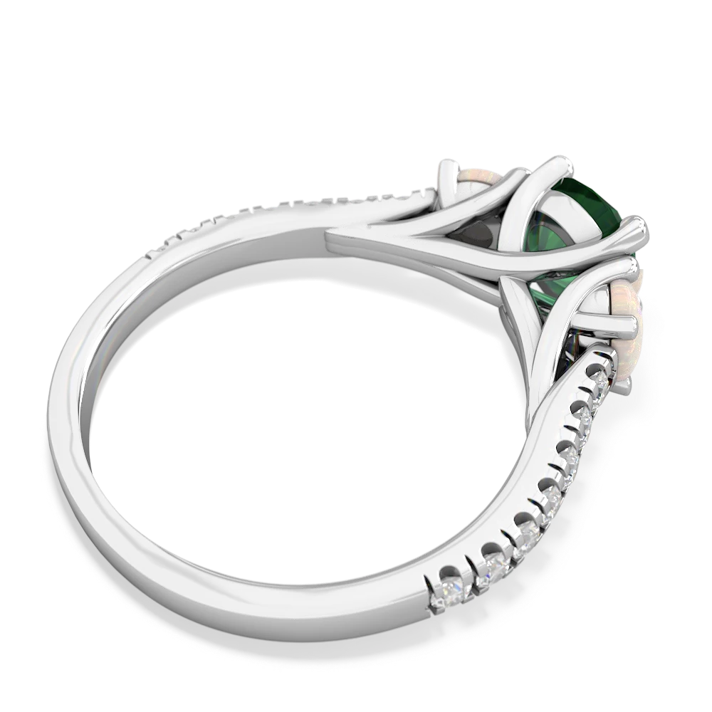 Lab Emerald Pave Trellis 14K White Gold ring R5500