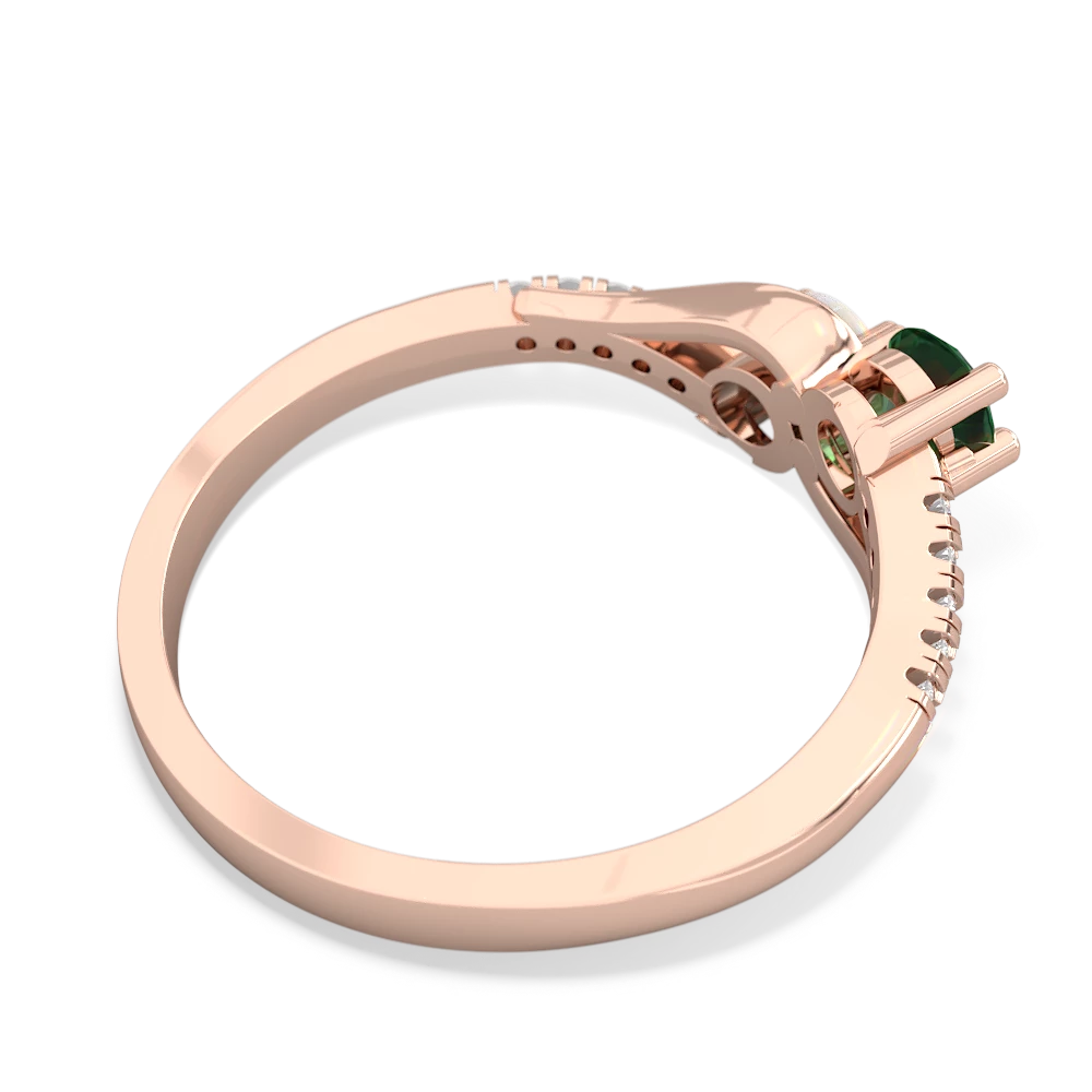 Lab Emerald Infinity Pave Two Stone 14K Rose Gold ring R5285