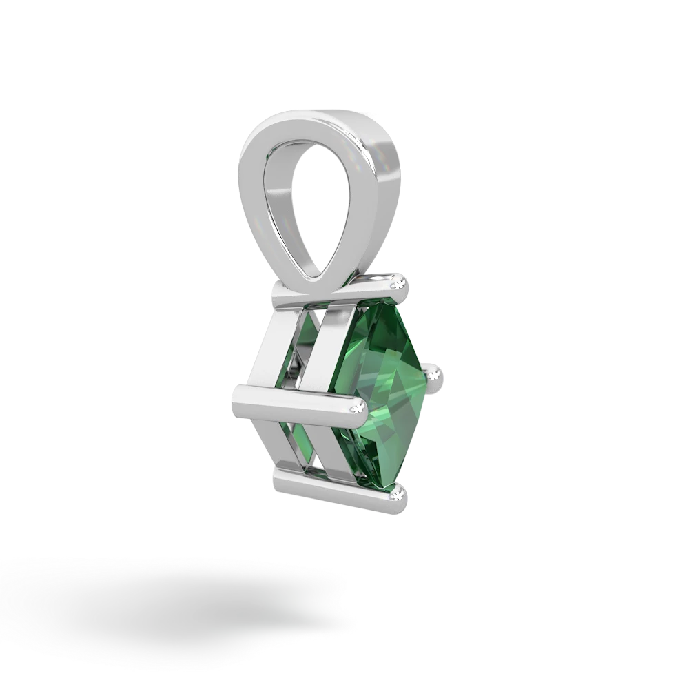 Lab Emerald 5Mm Princess Solitaire 14K White Gold pendant P1789