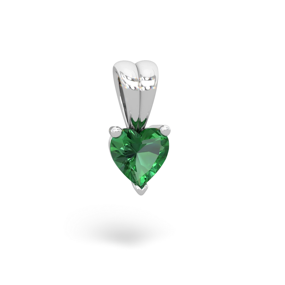 Lab Emerald 5Mm Heart Solitaire 14K White Gold pendant P1861