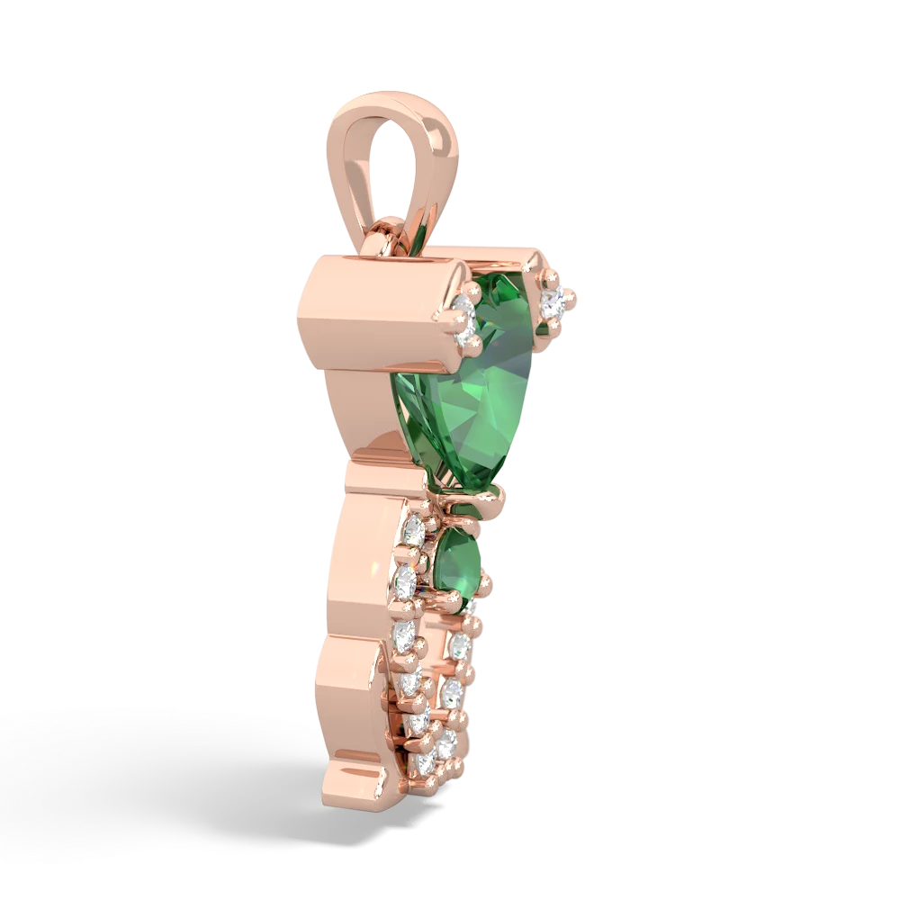 Lab Emerald Puppy Love 14K Rose Gold pendant P5800