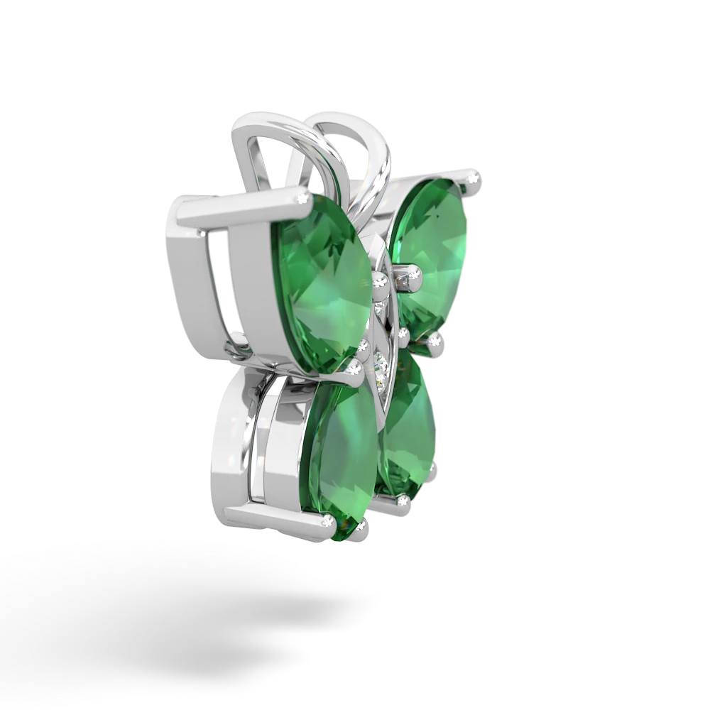 Lab Emerald Butterfly 14K White Gold pendant P2215