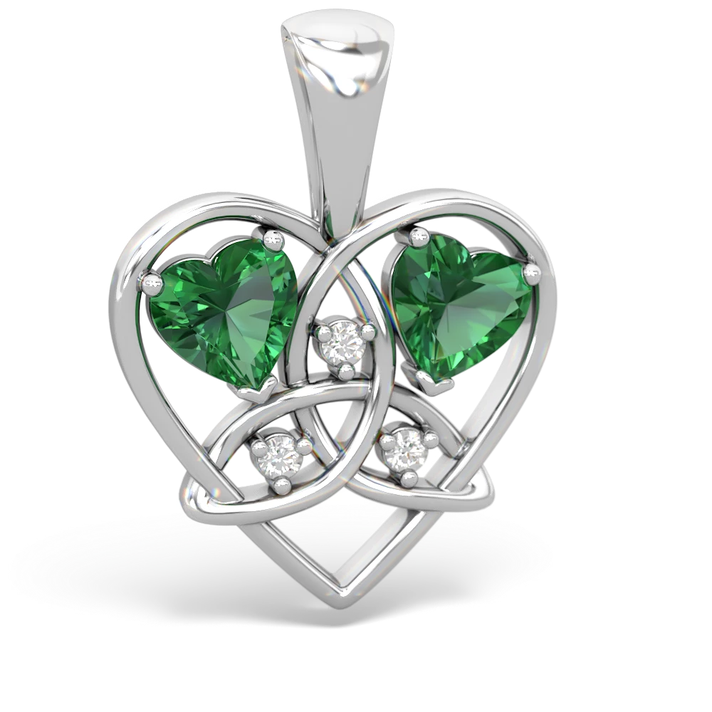 Lab Emerald Alexandrite Celtic Trinity Heart Necklace - 14K White Gold  |JewelsForMe