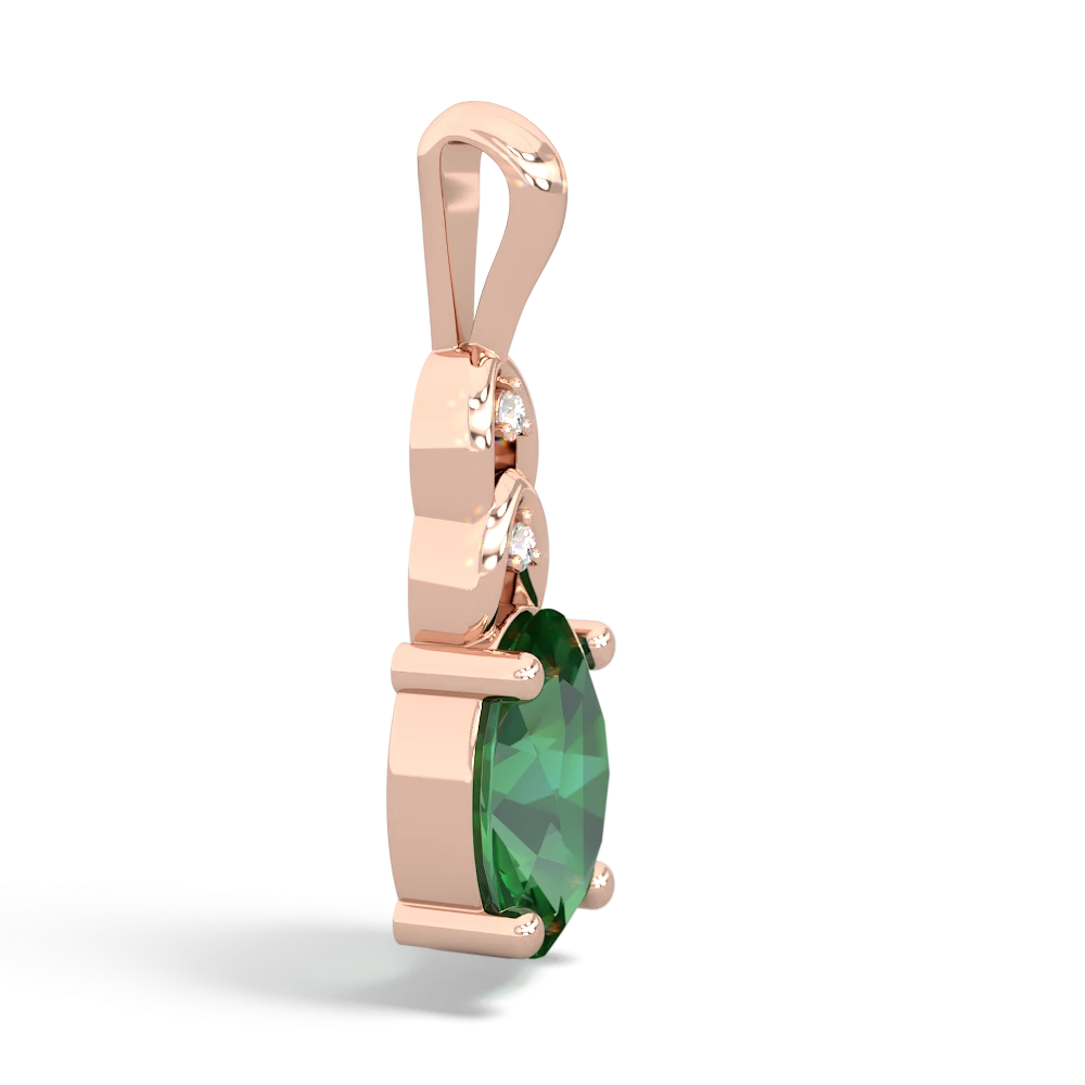 Lab Emerald Links 14K Rose Gold pendant P4032