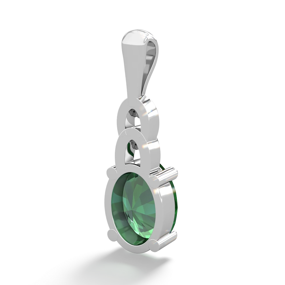 Lab Emerald Links 14K White Gold pendant P4032