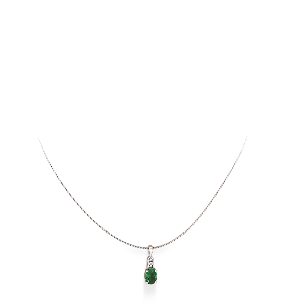 Lab Emerald Links 14K White Gold pendant P4032