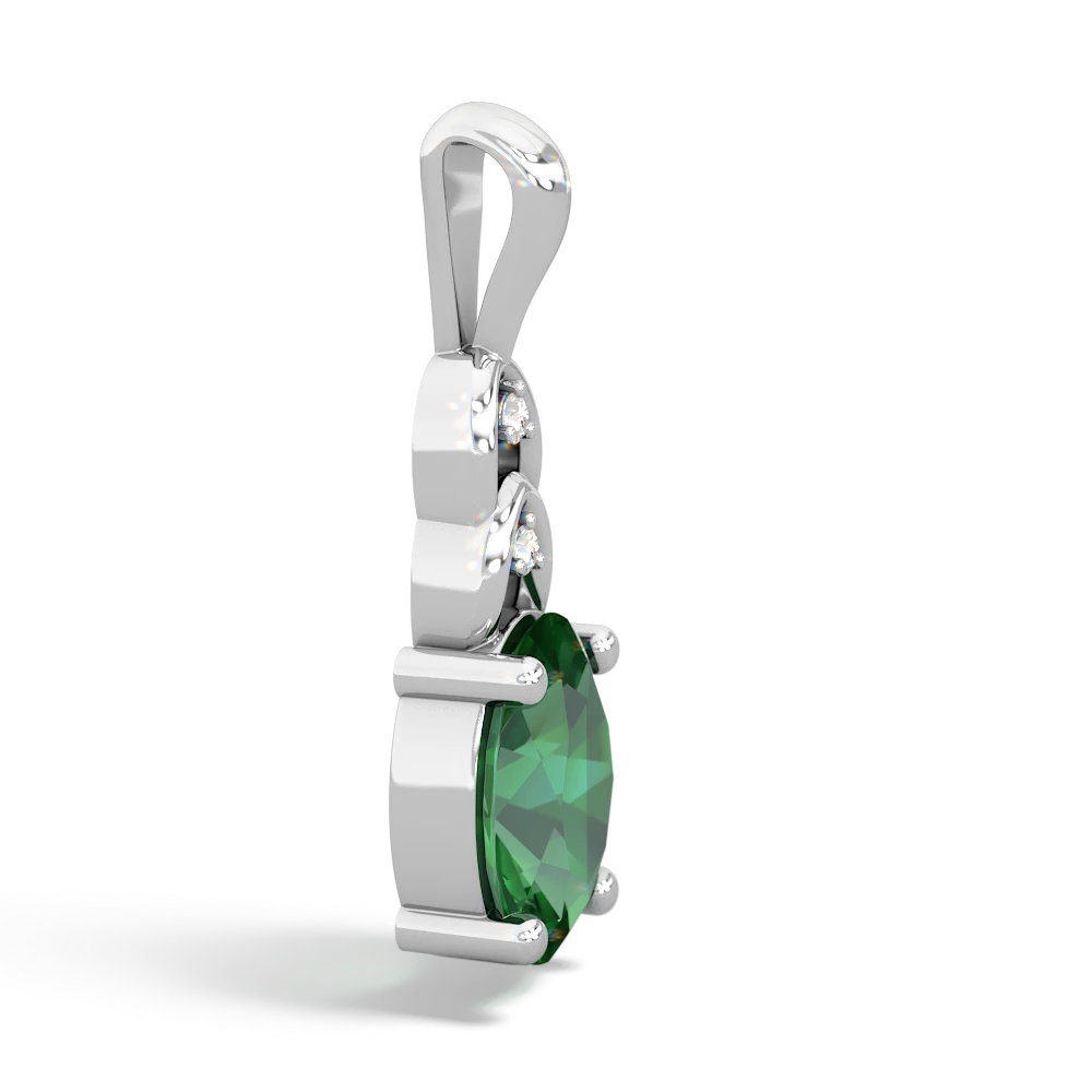 Lab Emerald Links 14K White Gold pendant P4032