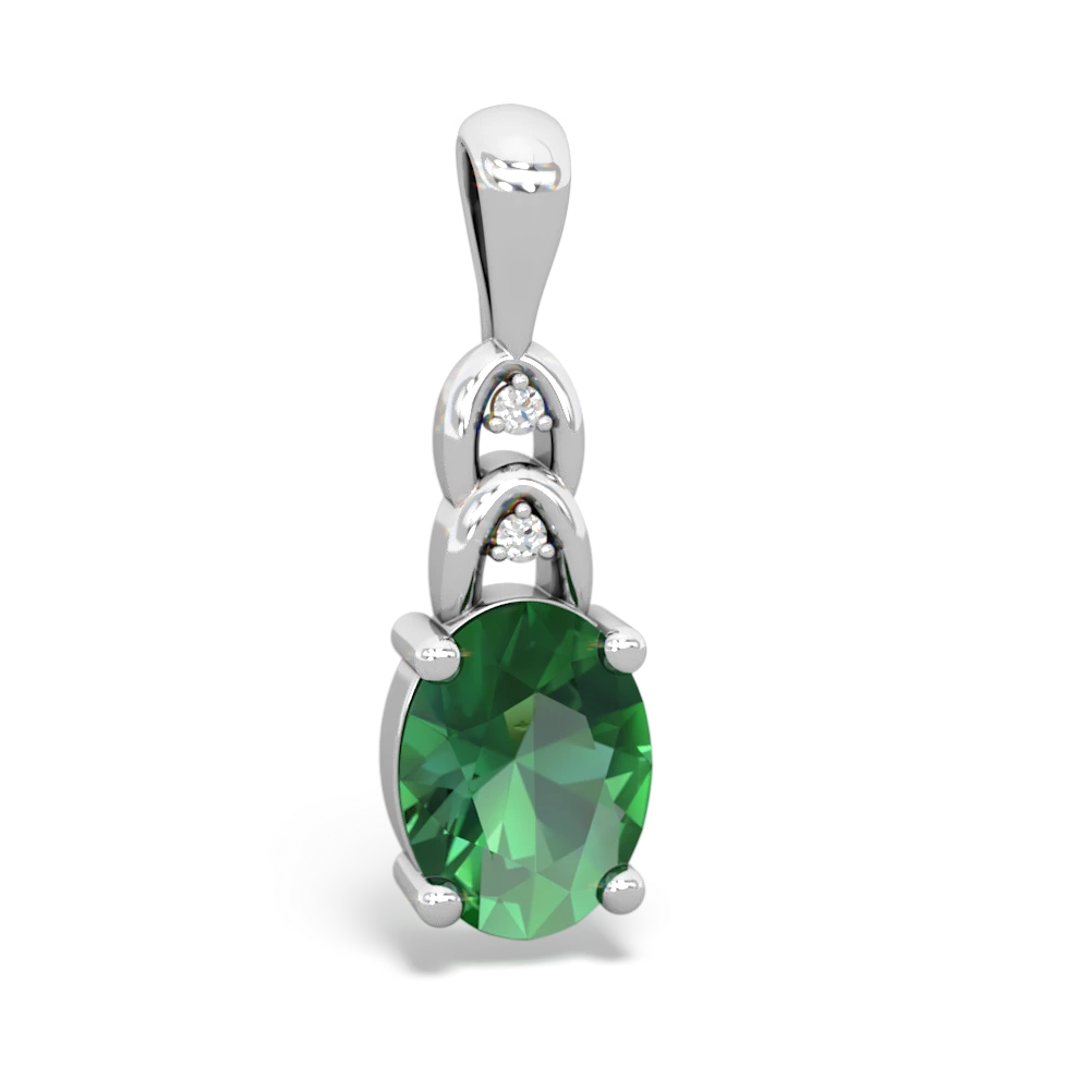 Lab Emerald Links 14K White Gold pendant P4032