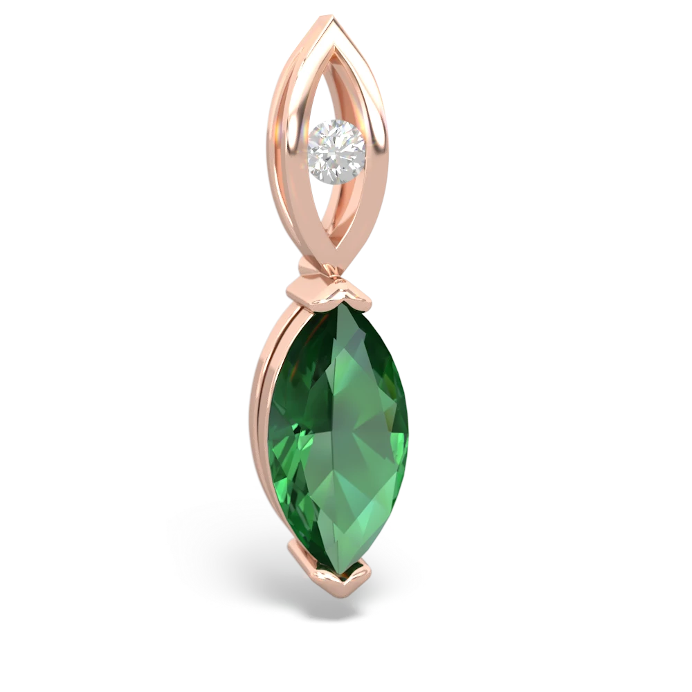 Lab Emerald Marquise Drop 14K Rose Gold pendant P5333