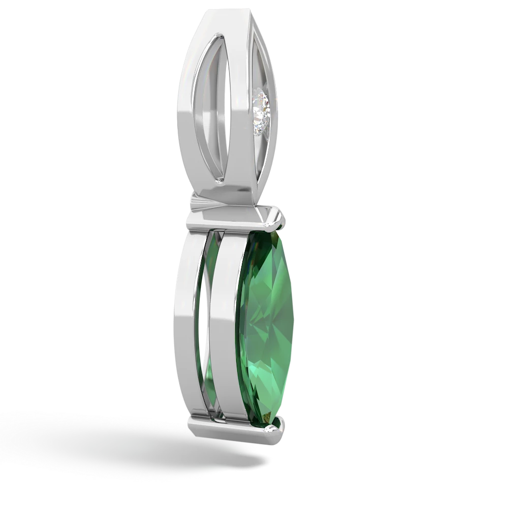 Lab Emerald Marquise Drop 14K White Gold pendant P5333