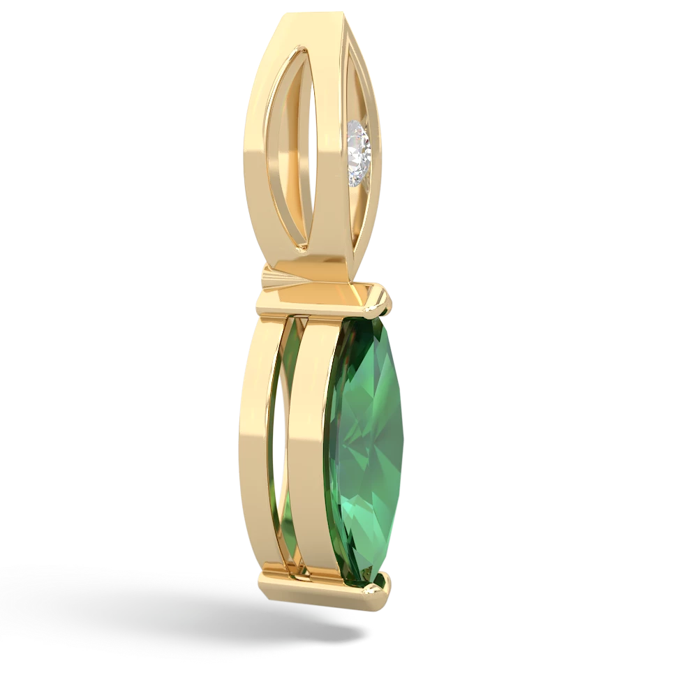 Lab Emerald Marquise Drop 14K Yellow Gold pendant P5333