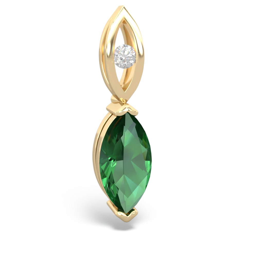 Lab Emerald Marquise Drop 14K Yellow Gold pendant P5333