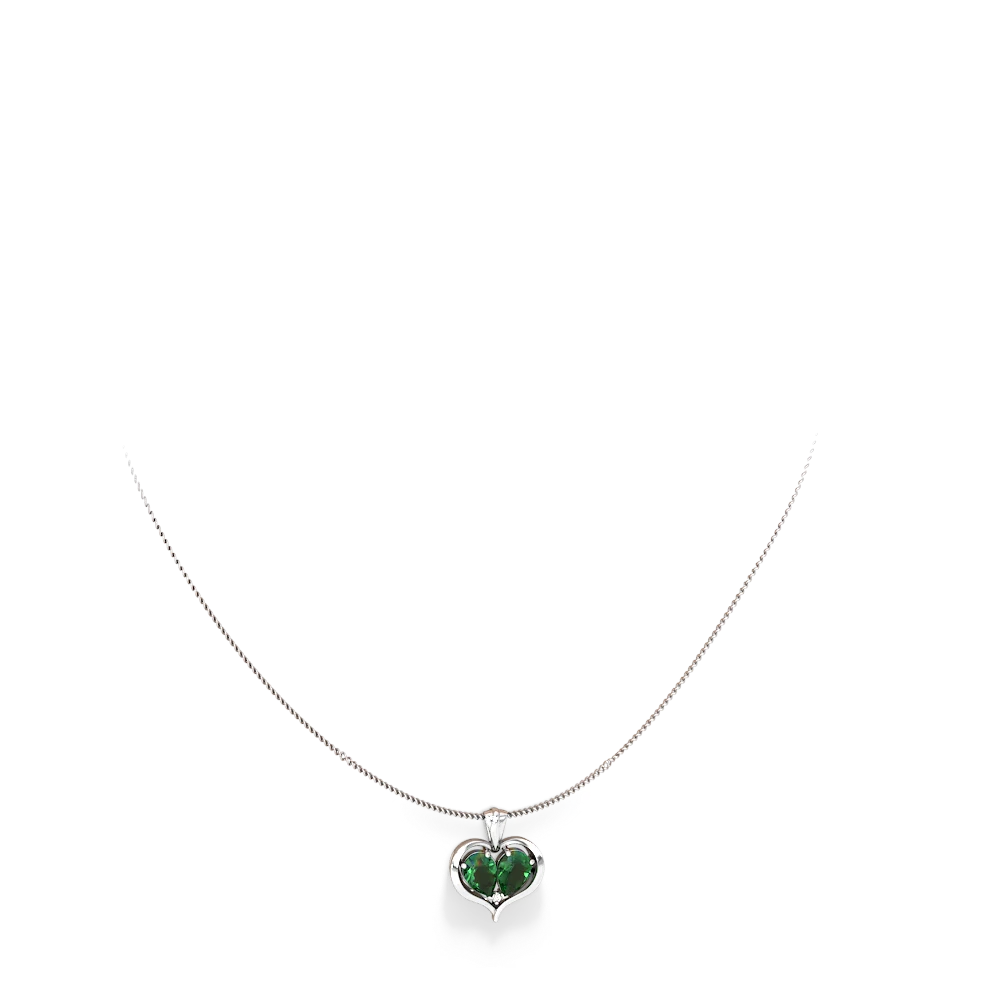 Lab Emerald Two Become One 14K White Gold pendant P5330