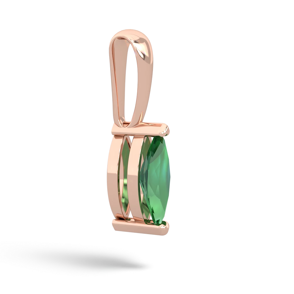 Lab Emerald 8X4 Marquise 14K Rose Gold pendant P1701